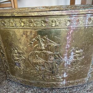 Brass Plated Maritime Antique Coal Box